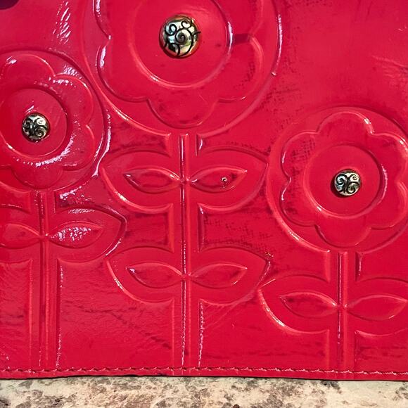 Brighton Pink Patent Leather Flower Embossed Wristlet - Silver Brighton Hardware - Picture 6 of 10